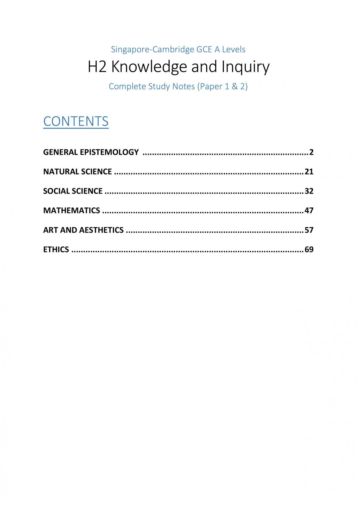 H2 Knowledge and Inquiry Complete Study Notes - Page 1