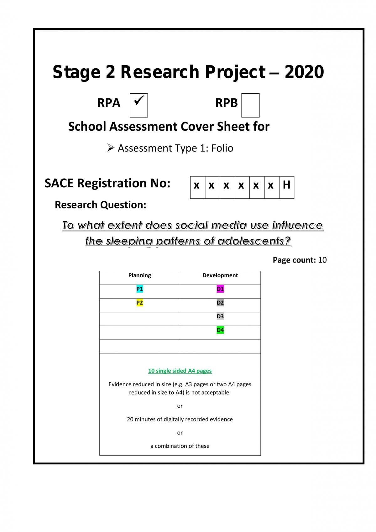 sace research project a review