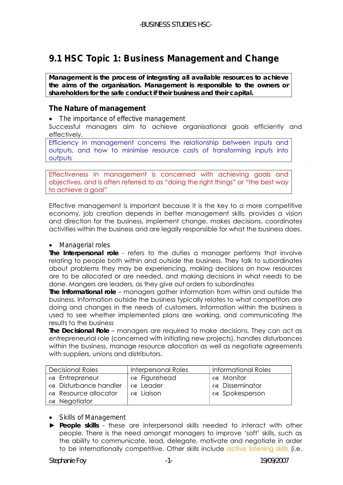 Full Business Studies Notes - Page 1
