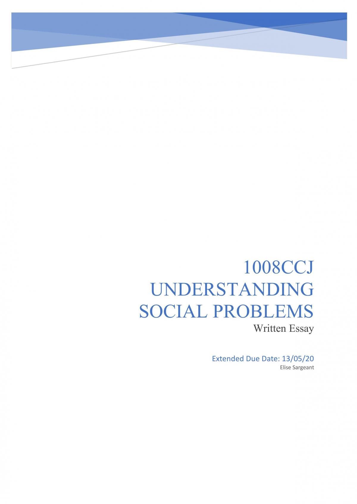 1008CCJ Understanding Social Problems; Written Essay - Page 1