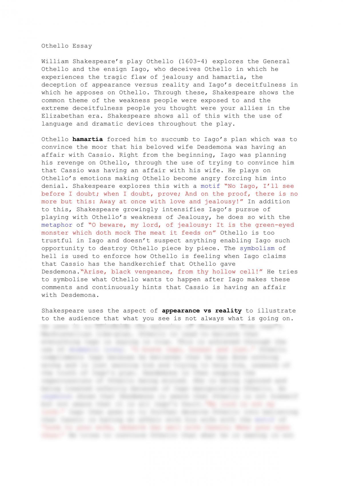 Othello Essay - Page 1