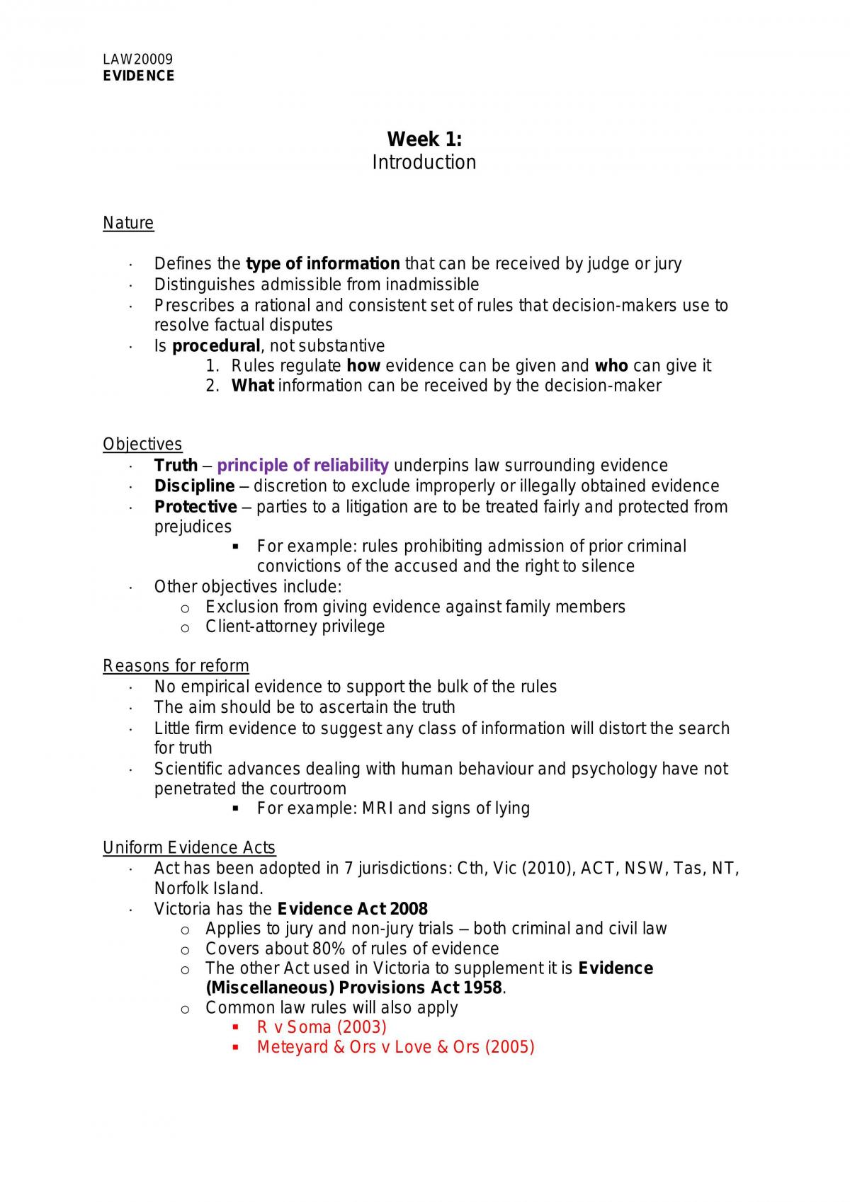 Evidence notes weeks 1-3 - Page 1