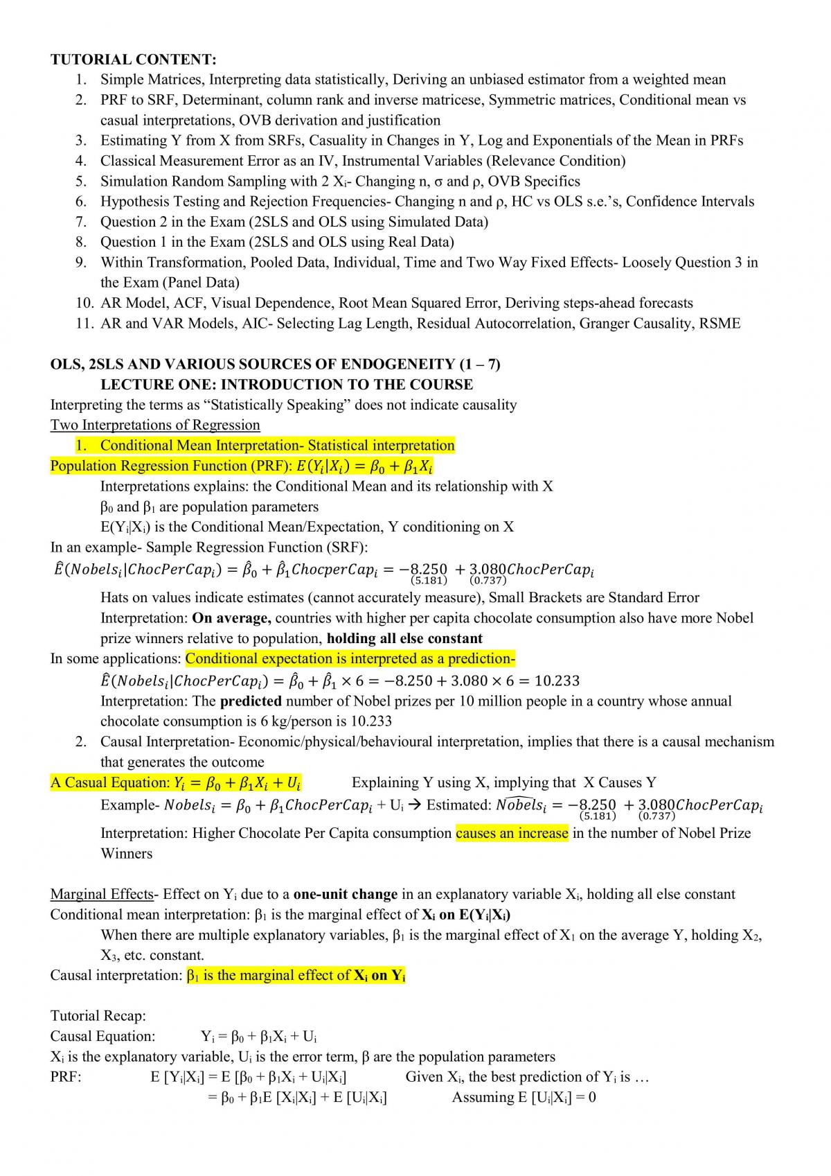 Econometrics 2 Complete Study Notes - Page 1
