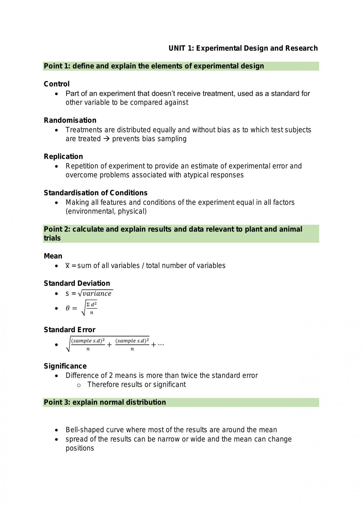 Unit 1-2 Preliminary Agriculture Notes - Page 1