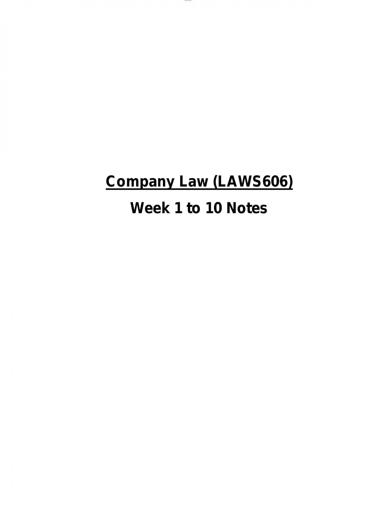Company Law Week 1 to Week 10 - Page 1