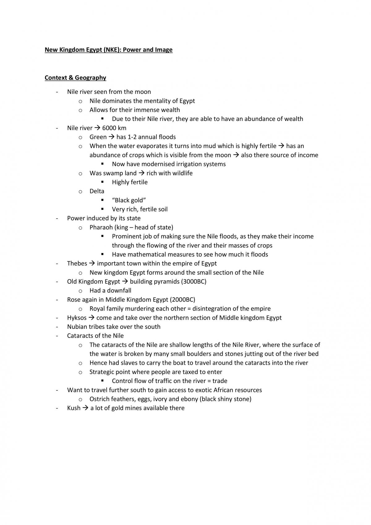 Ancient History - New Kingdom Egypt Notes - Page 1