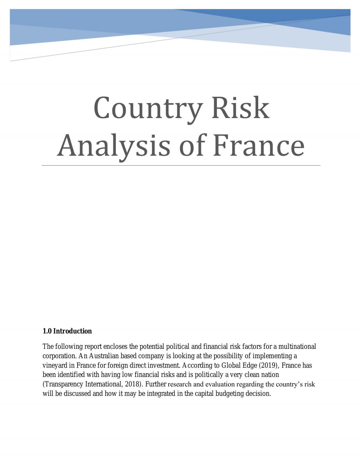 EFB240 Country Risk Analysis - Page 1