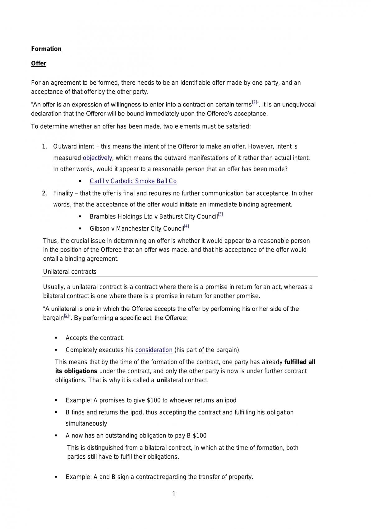 Complete comprehensive contract law notes - Page 1