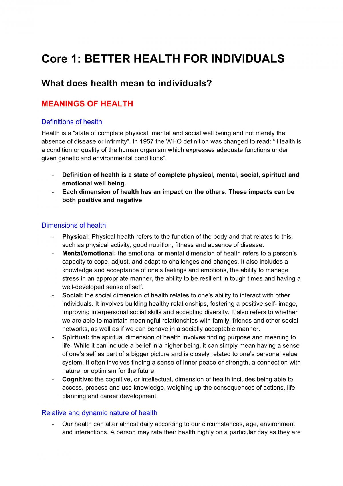 Full study notes on Core 1 - Page 1