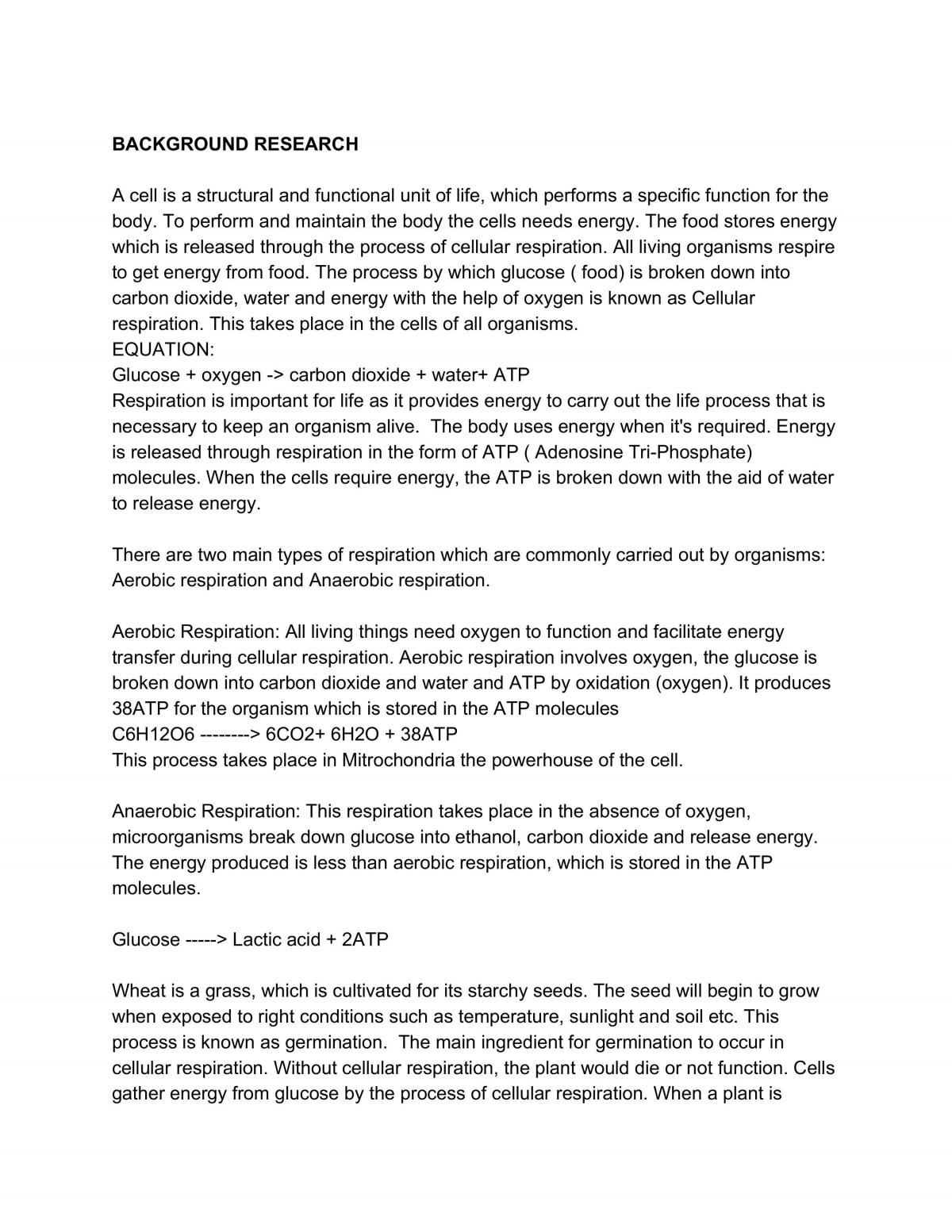 Depth Study - Respiration in Seeds - Page 2