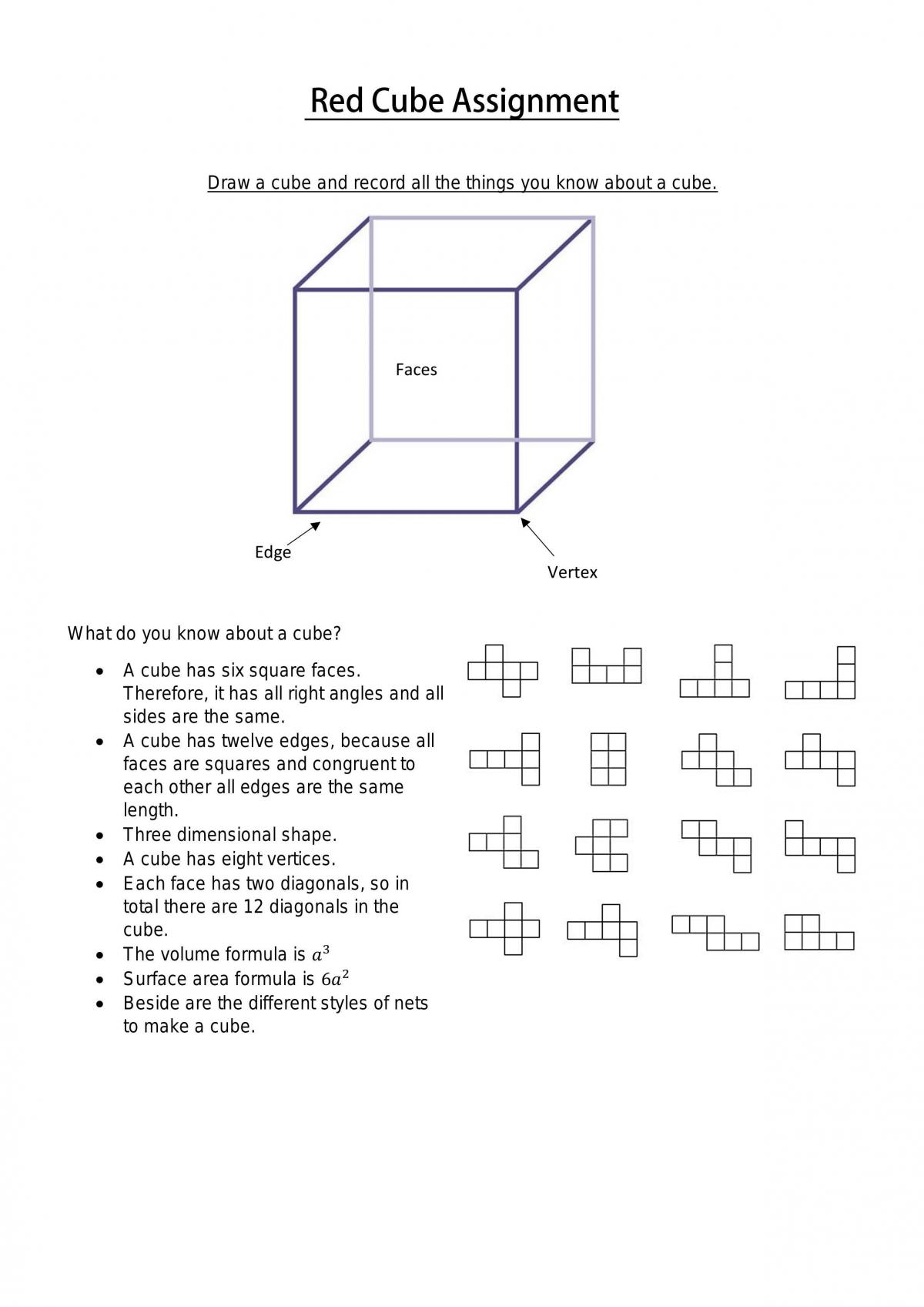 Red Cube/Faces Assignment - Page 1