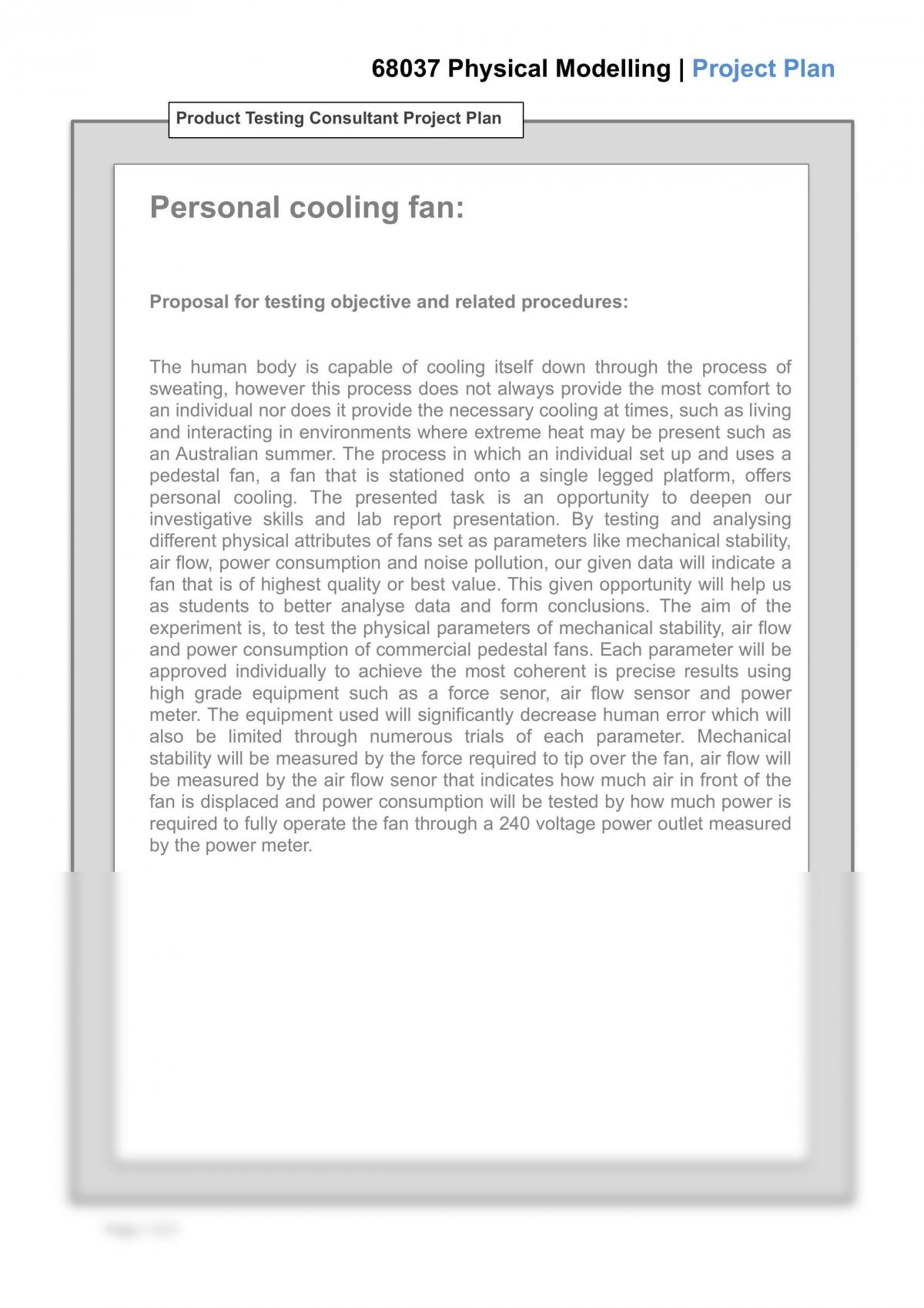 Personal cooling fan project plan - Page 1