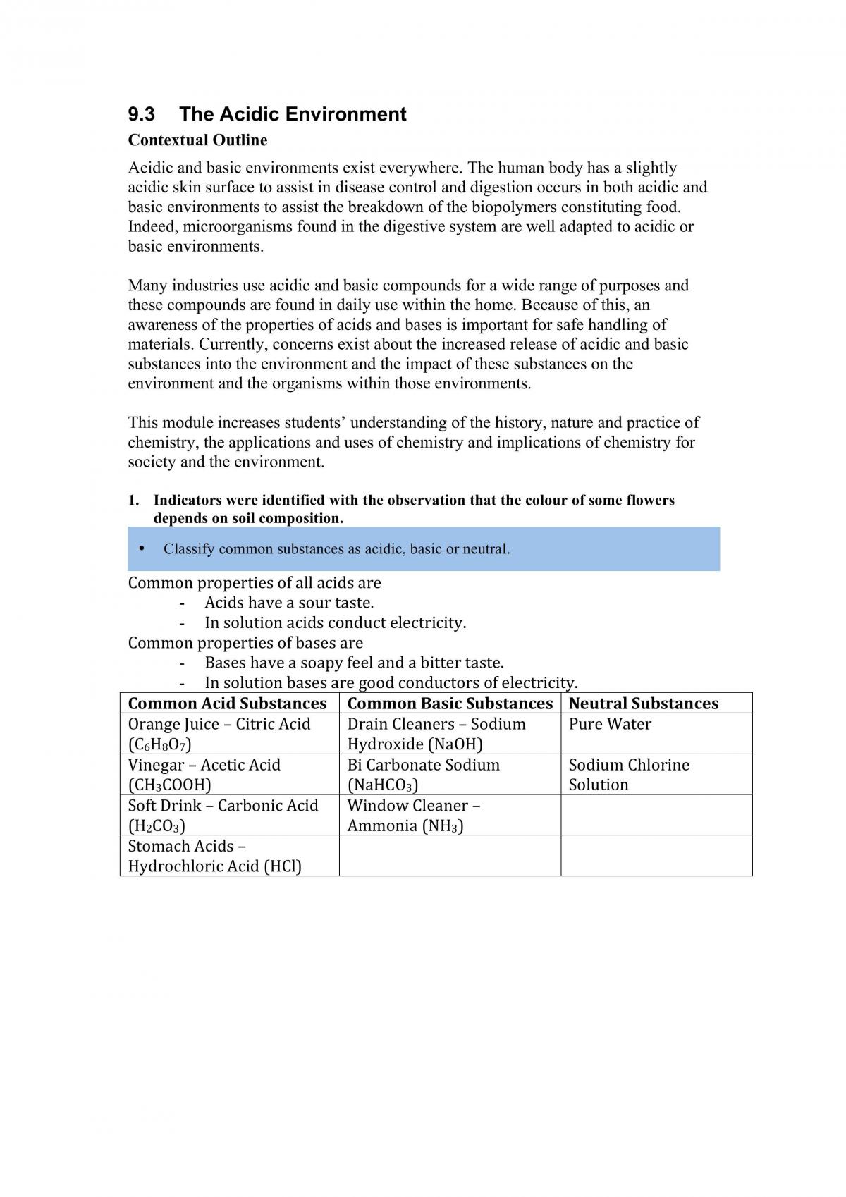 The Acidic Environment Full Summary - Page 1