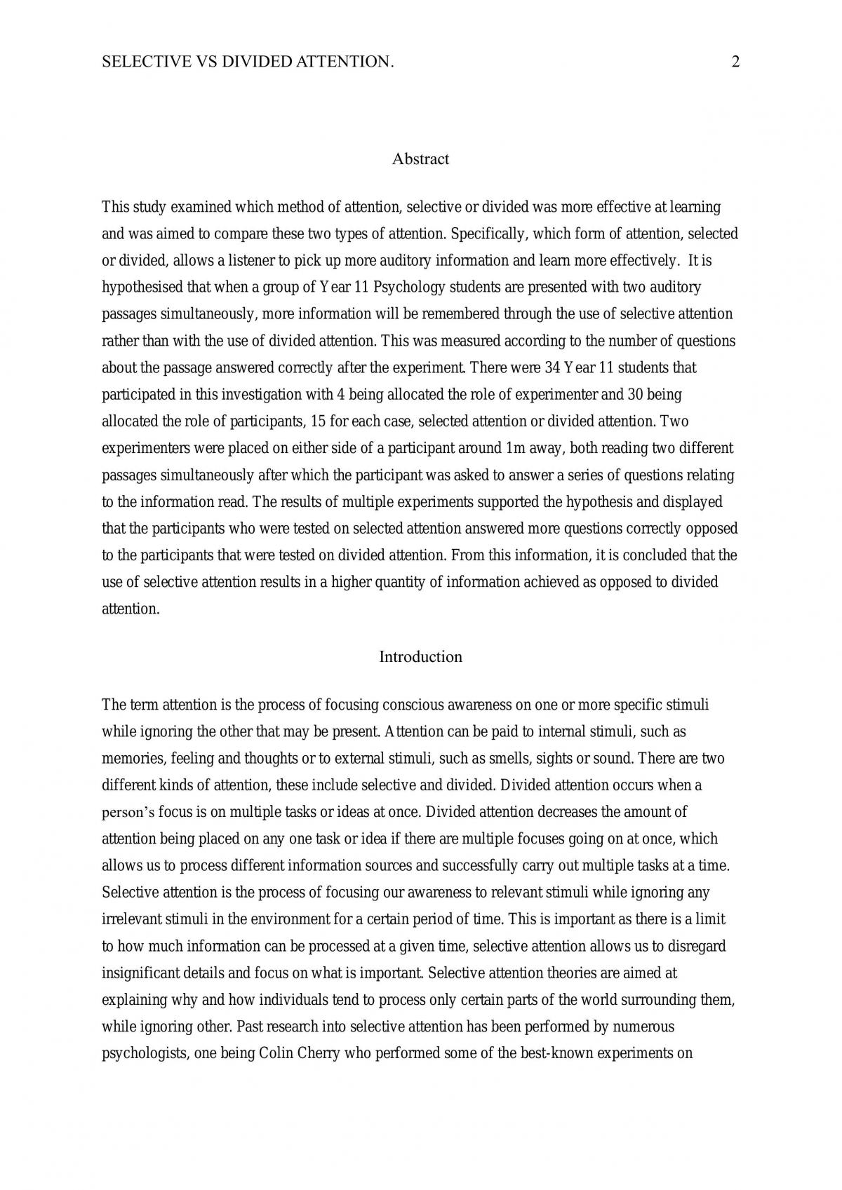 How Selected And Divided Attention Effects Learning - Page 2