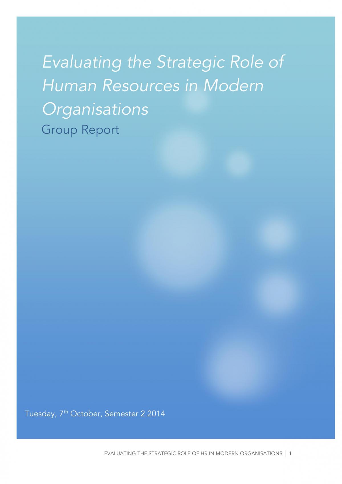 Group Report - Evaluating the strategic role of HRM in modern organisations - Page 1