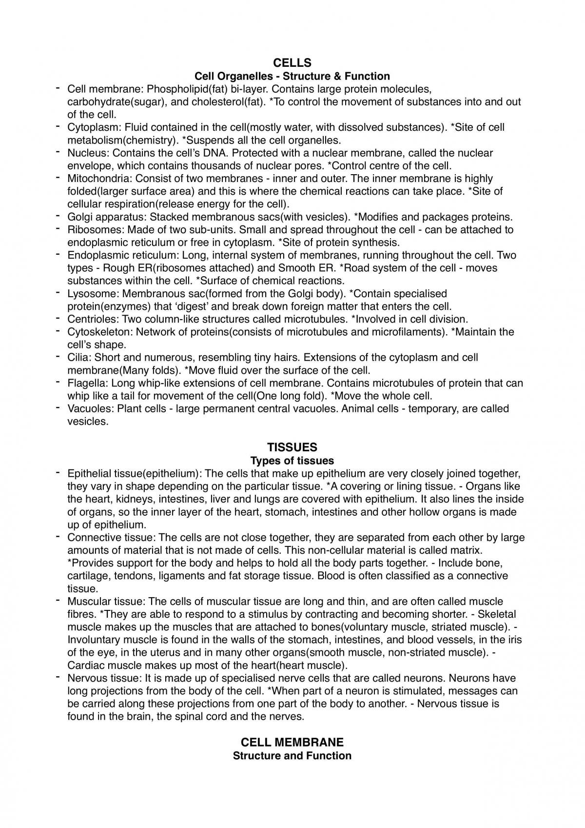 Human Biology ATAR WA Year 11 Full Notes - Page 1