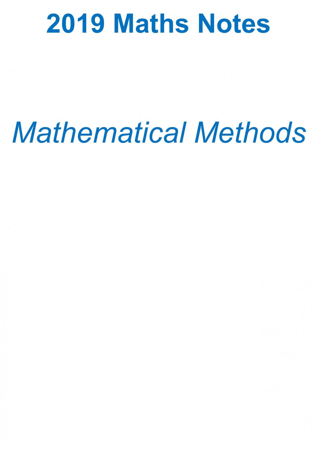 Mathematical Method thorough summary - Page 1
