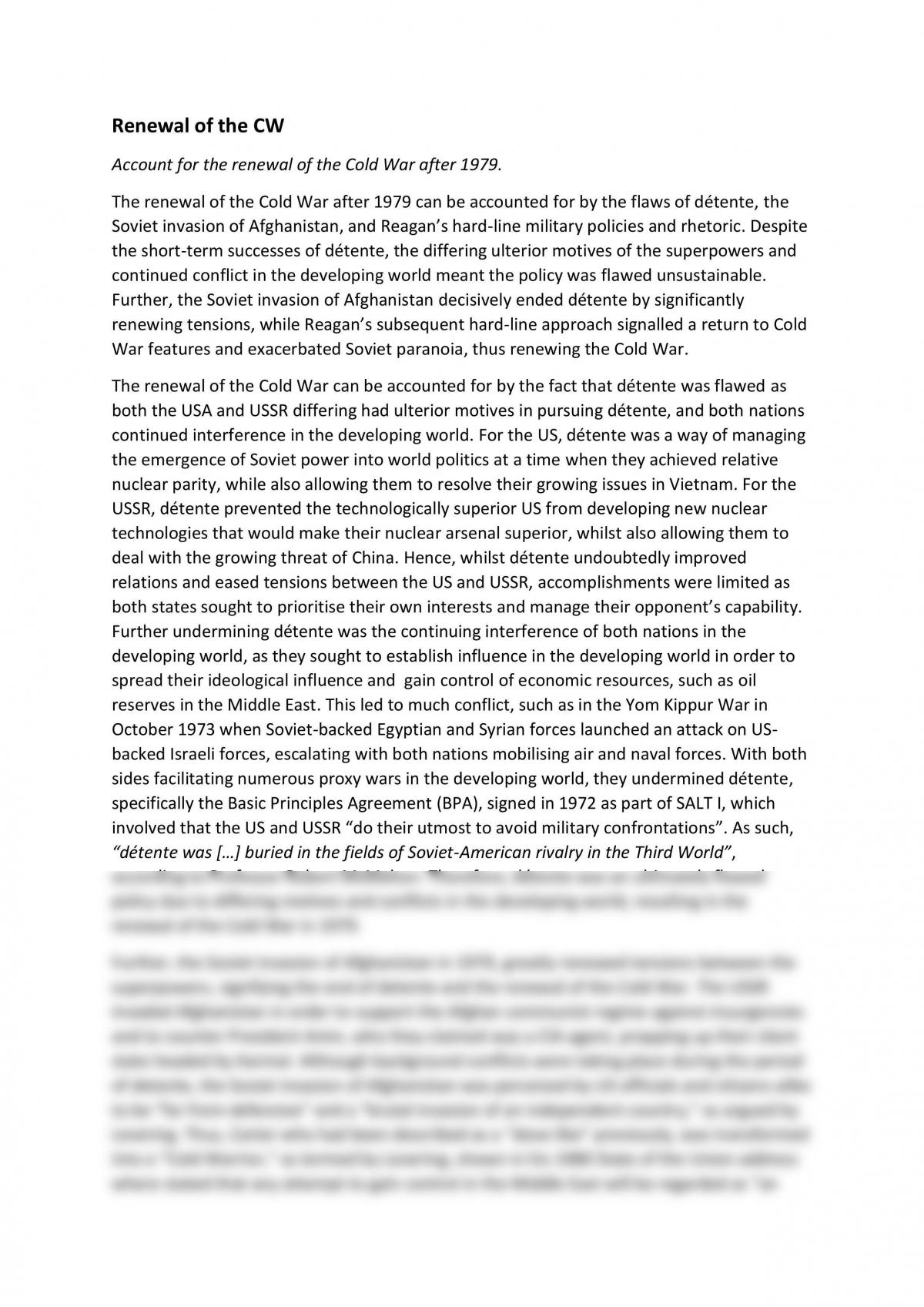 Renewal of the cold war essay - Page 1