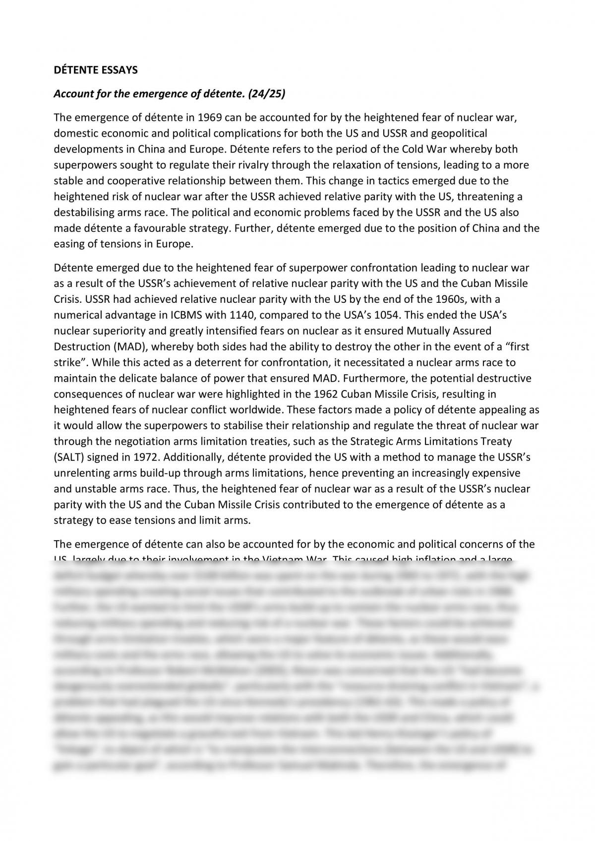 Emergence of detente essay - Page 1