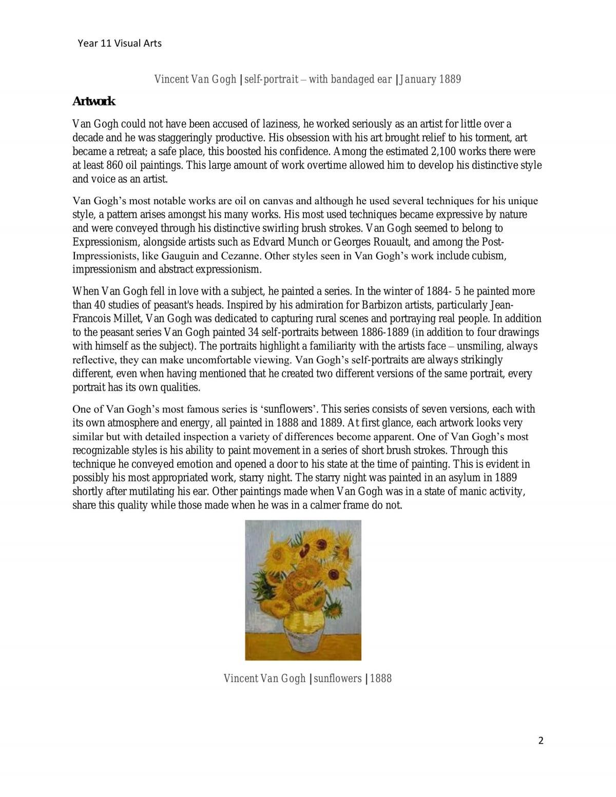 Visual arts Van Gogh essay/case study  - Page 2