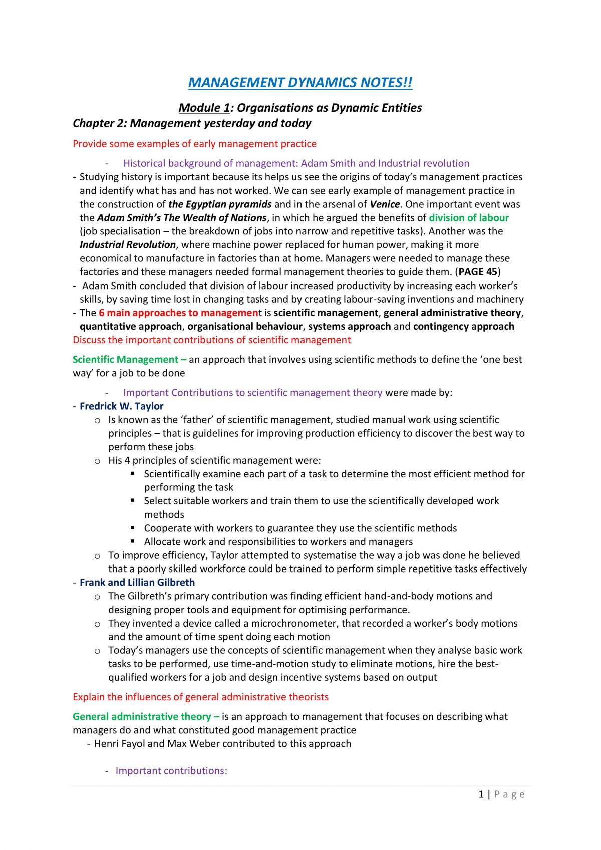 Management Dynamics Notes - Page 1