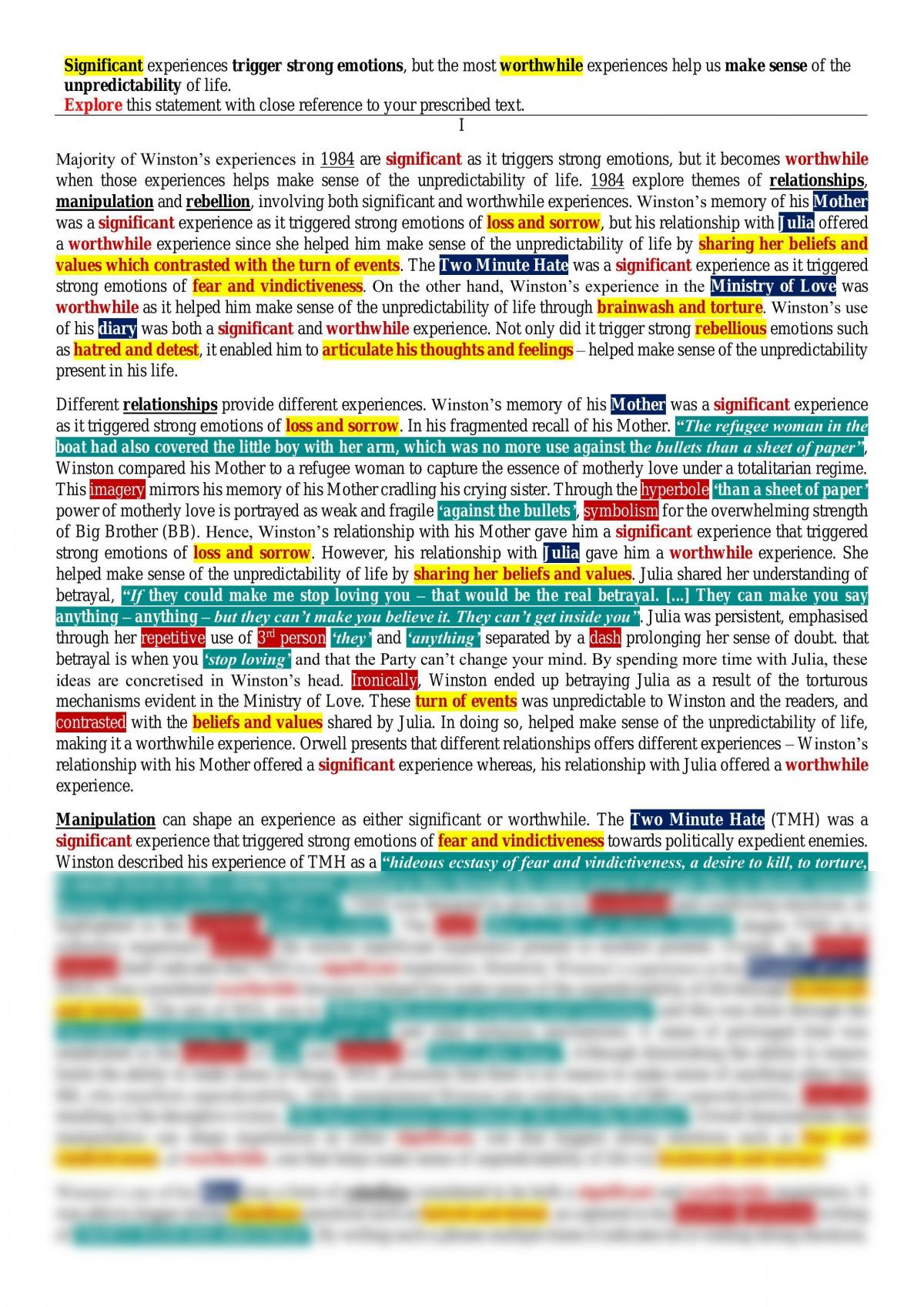 Nineteen Eighty-Four Essay + Scaffold - Page 1