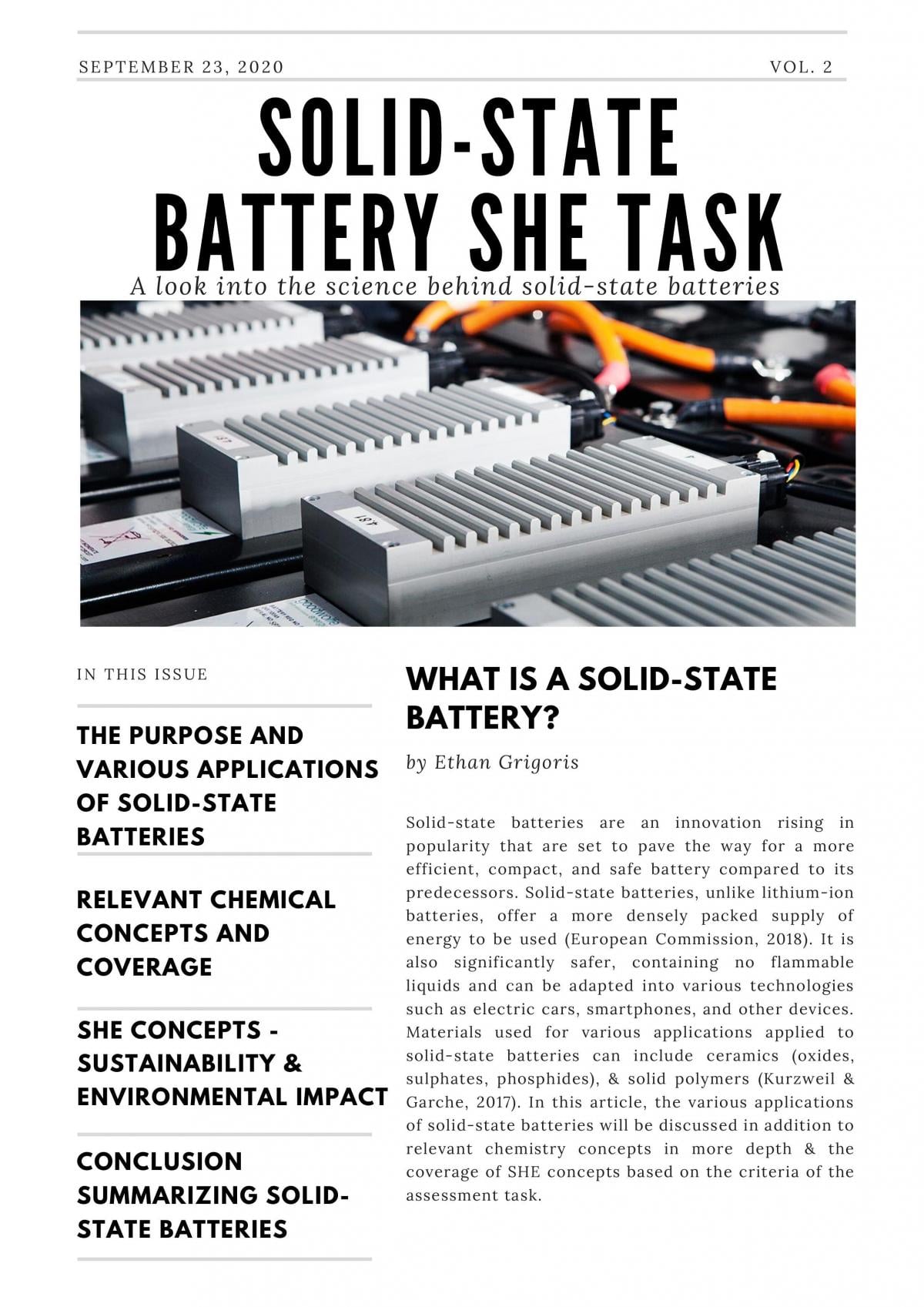 Solid State Battery SHE TASK - Page 1
