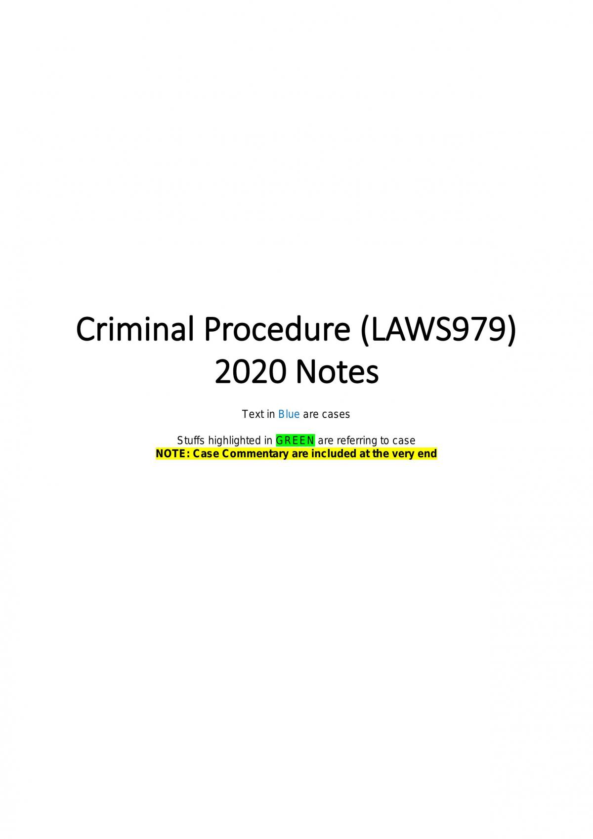 Criminal Procedure Week 1 to Week 10 - Page 1