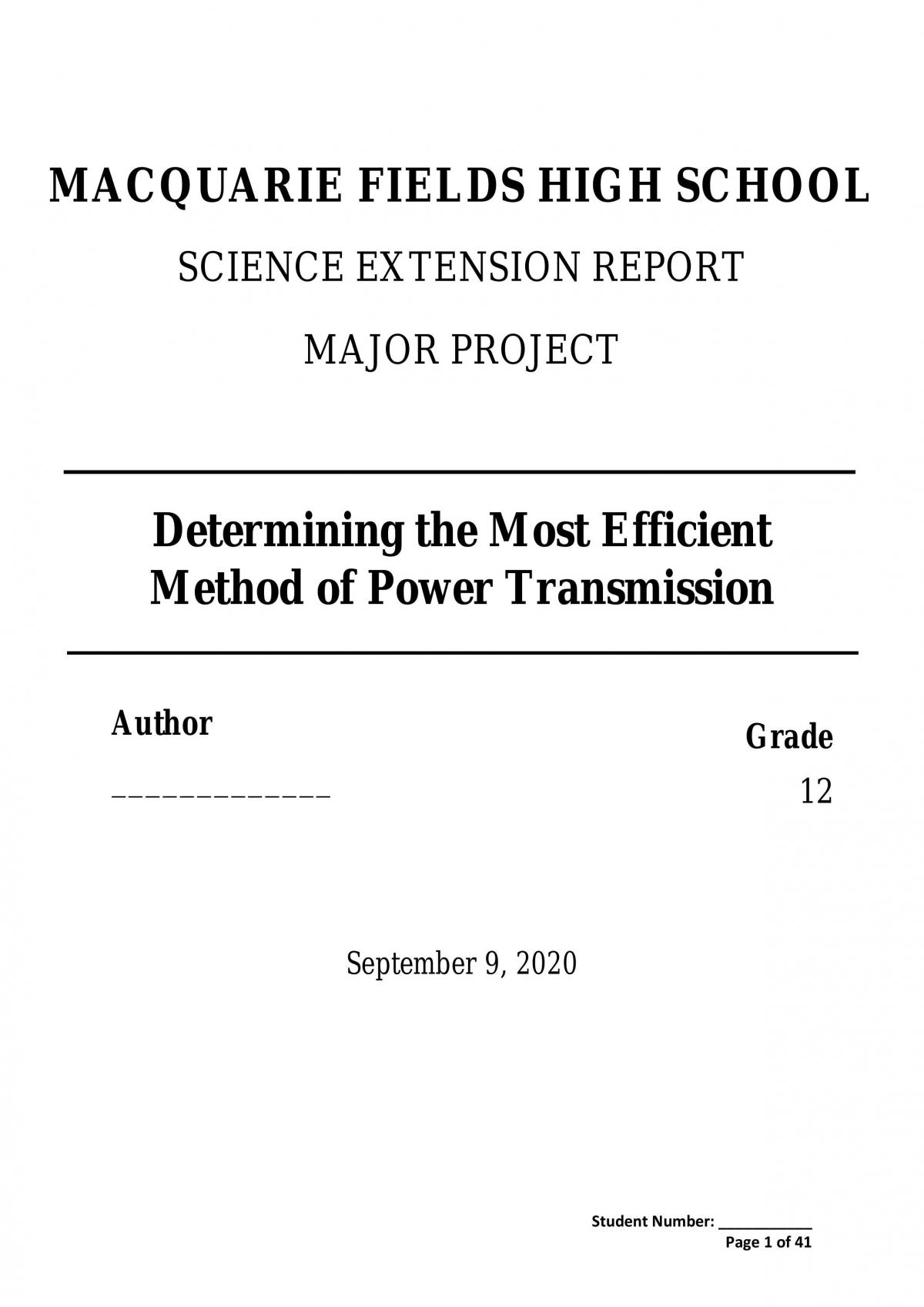 science extension research report