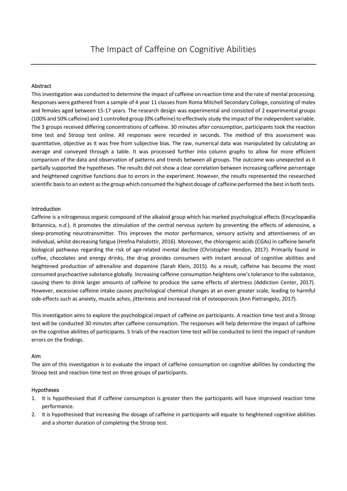 The Impact of Caffeine on Cognitive Abilities - Page 1