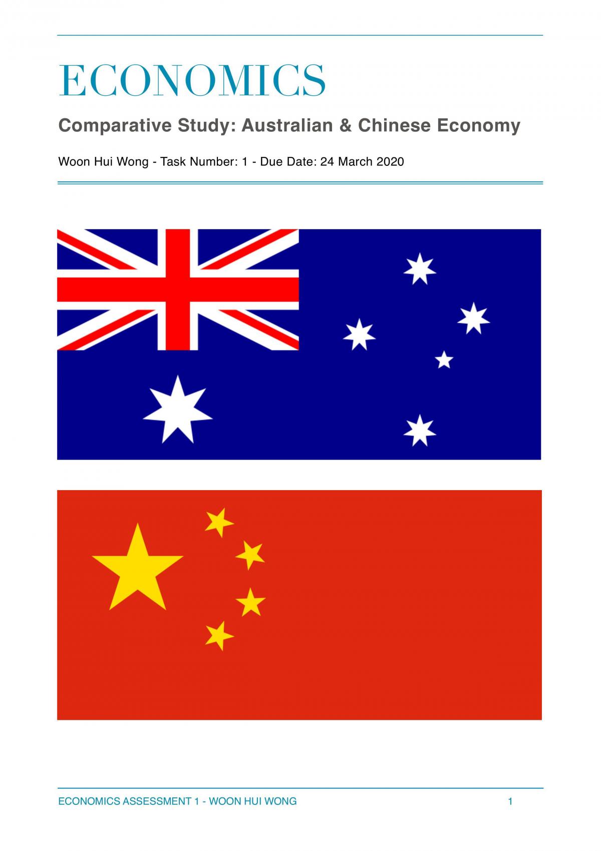 Economics Comparative Study - China & Australia - Page 1