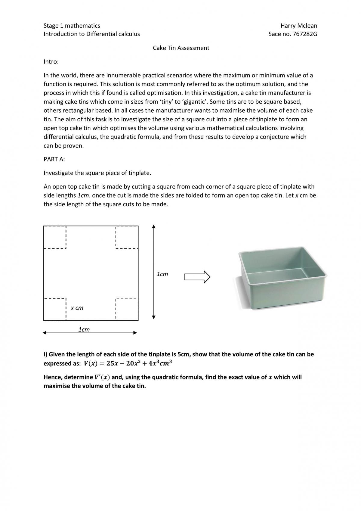 Cake tin assessment - Page 1