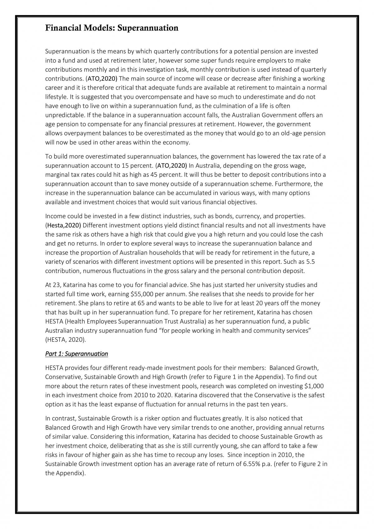 Financial Model: Superannuation Stage 2 General Math - Page 1