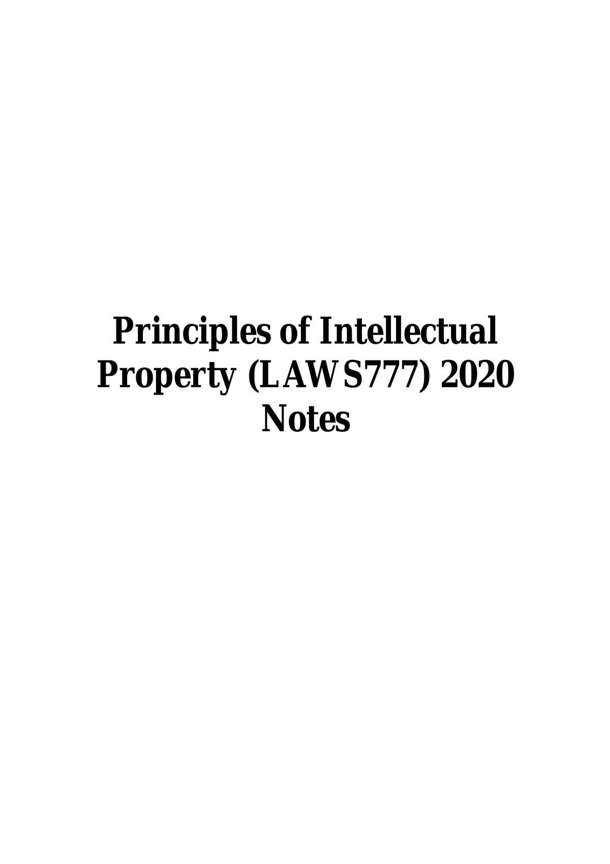 Completed Notes for Principles of Intellectual Property - Page 1