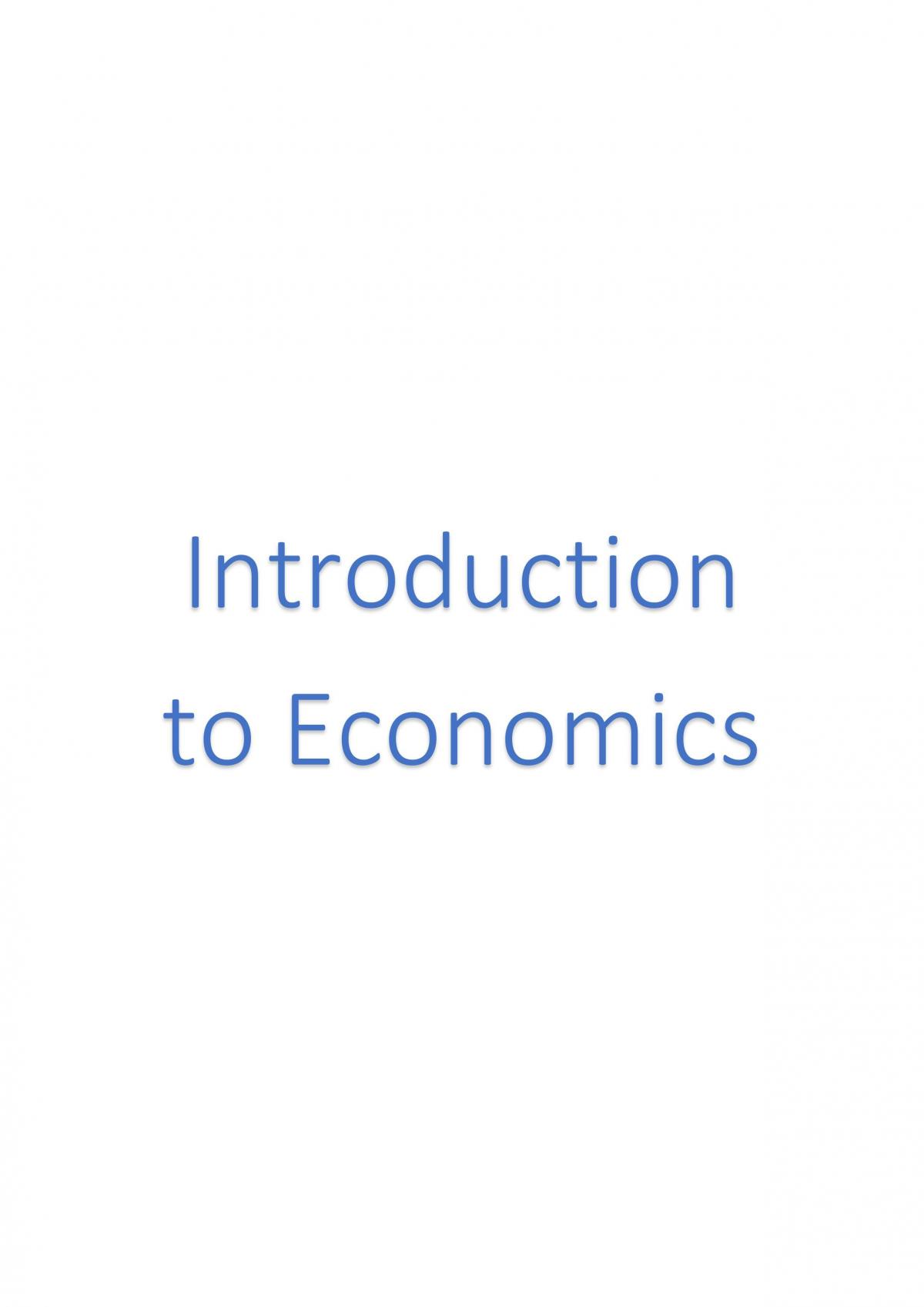 Preliminary Economics Notes - Page 1