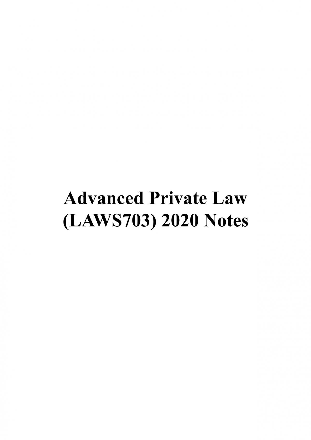 Advanced Private Law Week 1 to Week 10 - Page 1