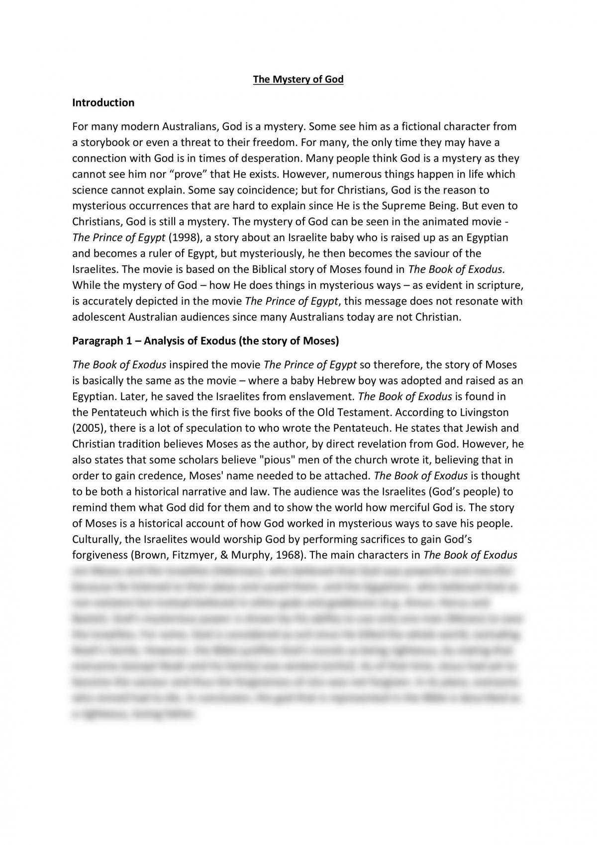 Prince of Egypt Analysis  - Page 1