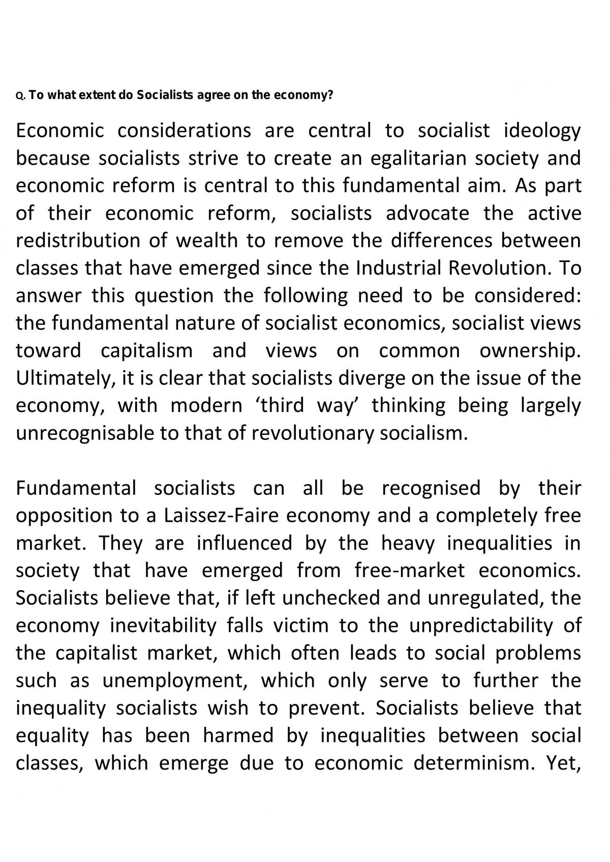socialism essay a level politics