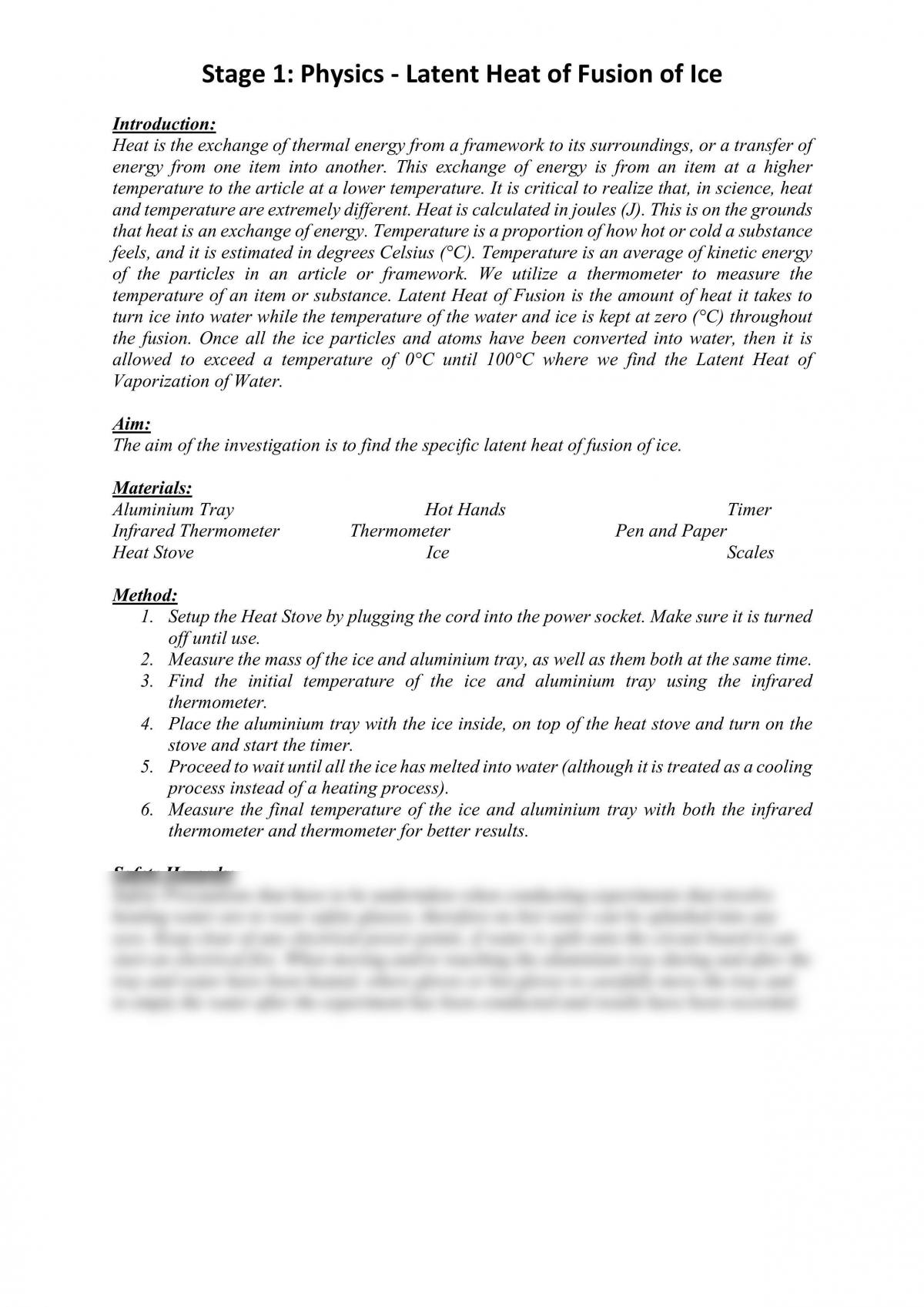 Latent Heat of Fusion of Ice - Page 1