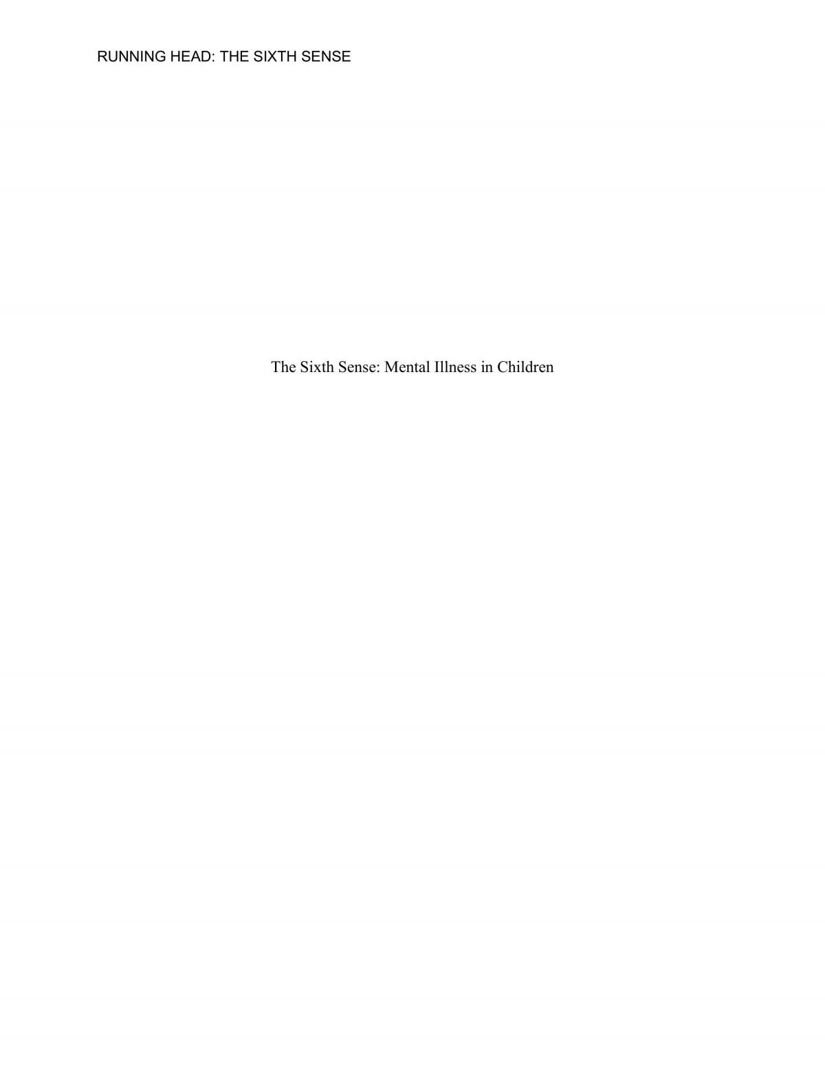 The Sixth Sense: Mental Illness in Children - Page 1