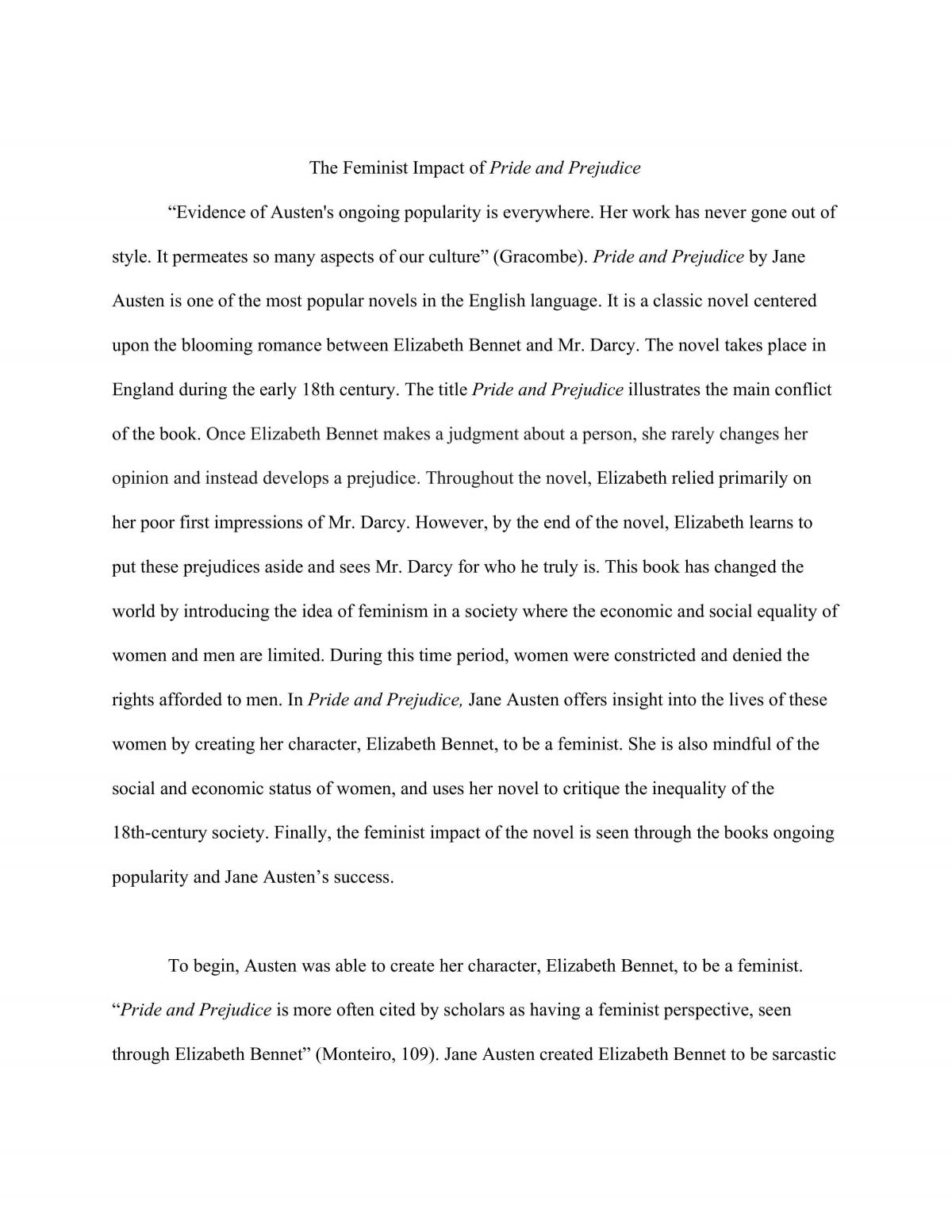 pride and prejudice feminist essay