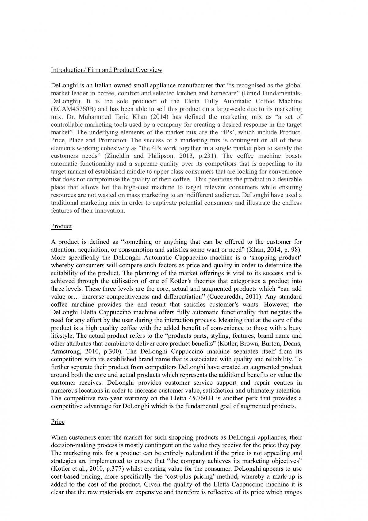 Marketing Mix Analysis Essay - Page 1