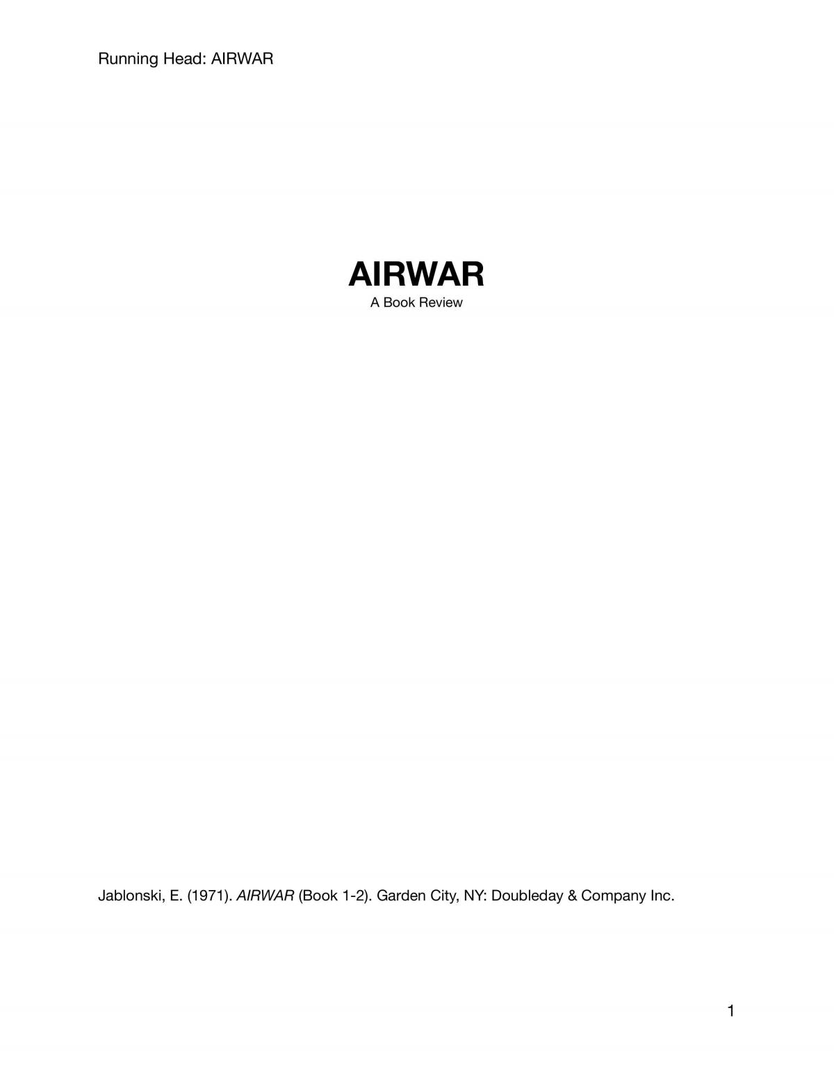 A Book Review on Airwar - Page 1