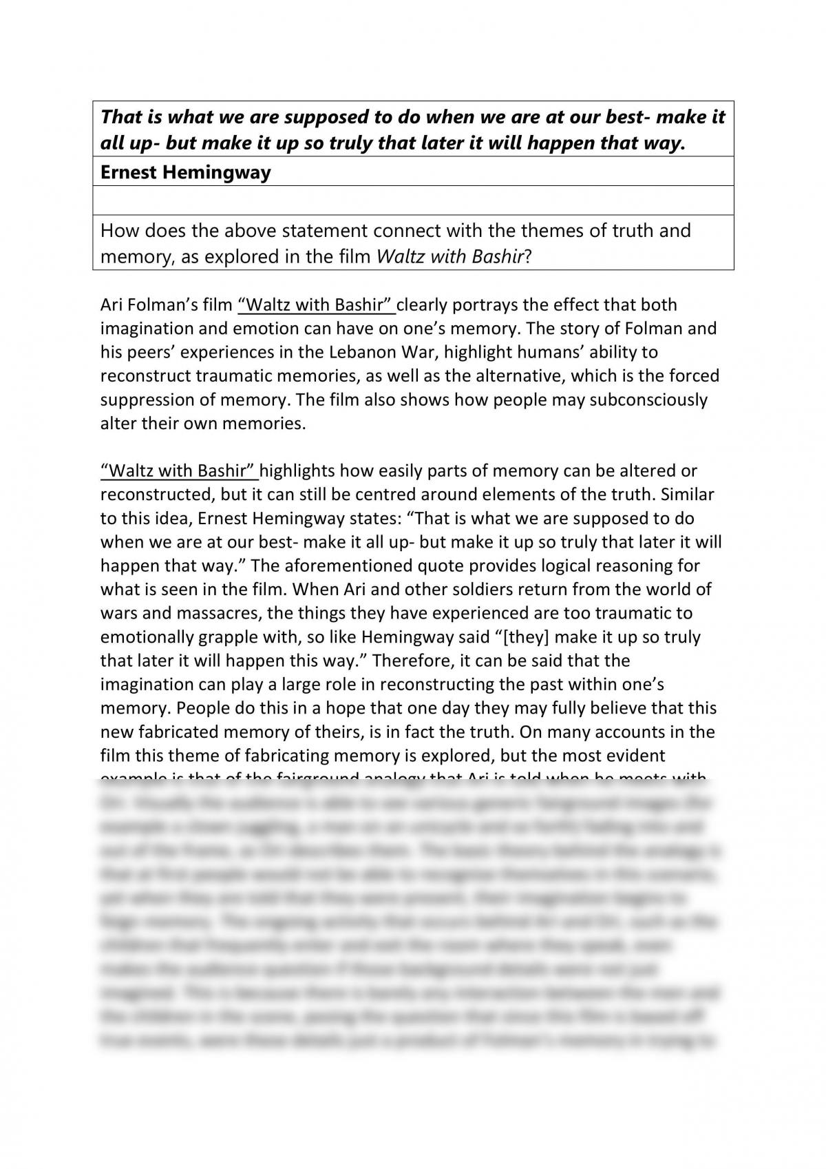 Waltz with Bashir Critical Essay - Page 1