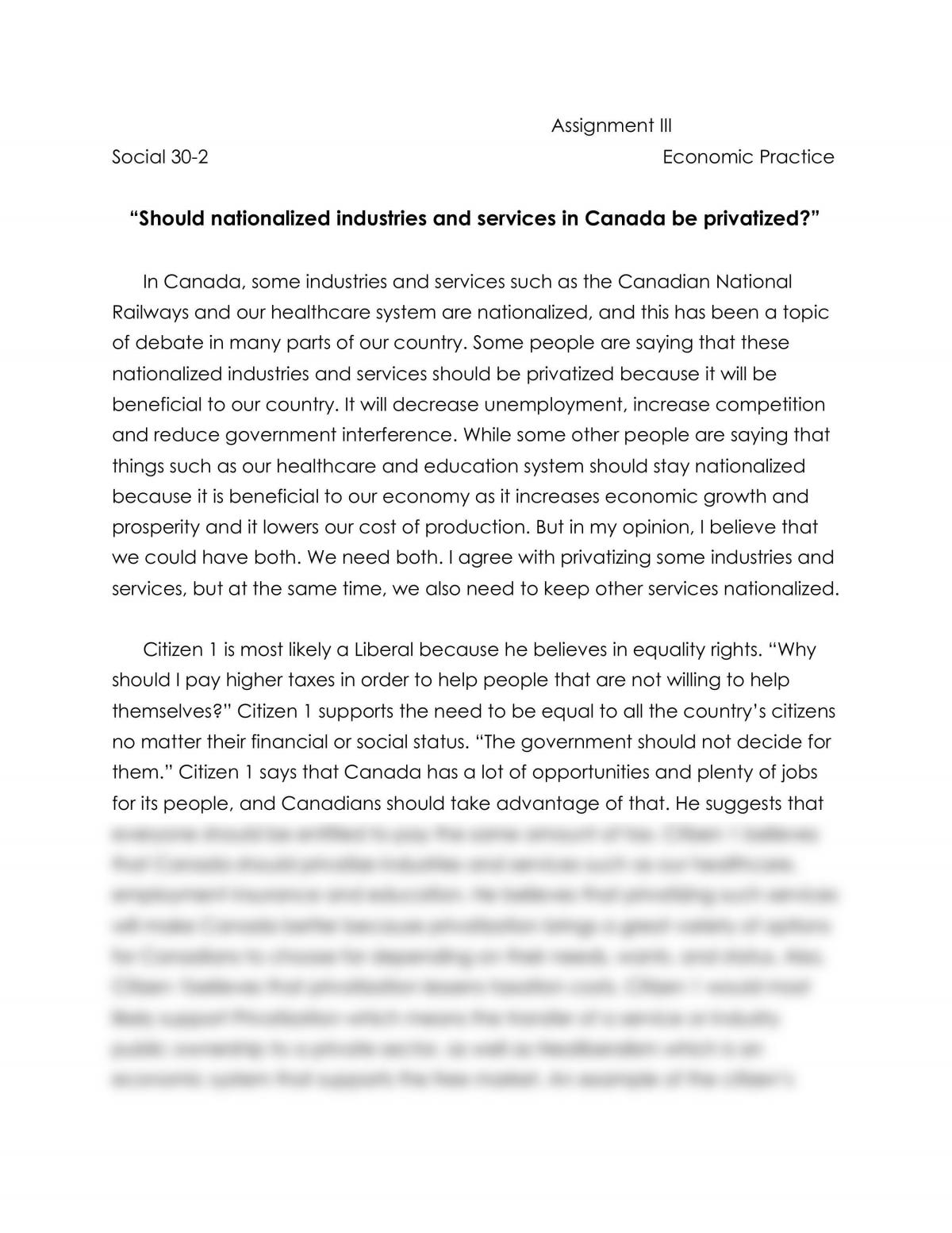 should the canadian healthcare system be privatized essay
