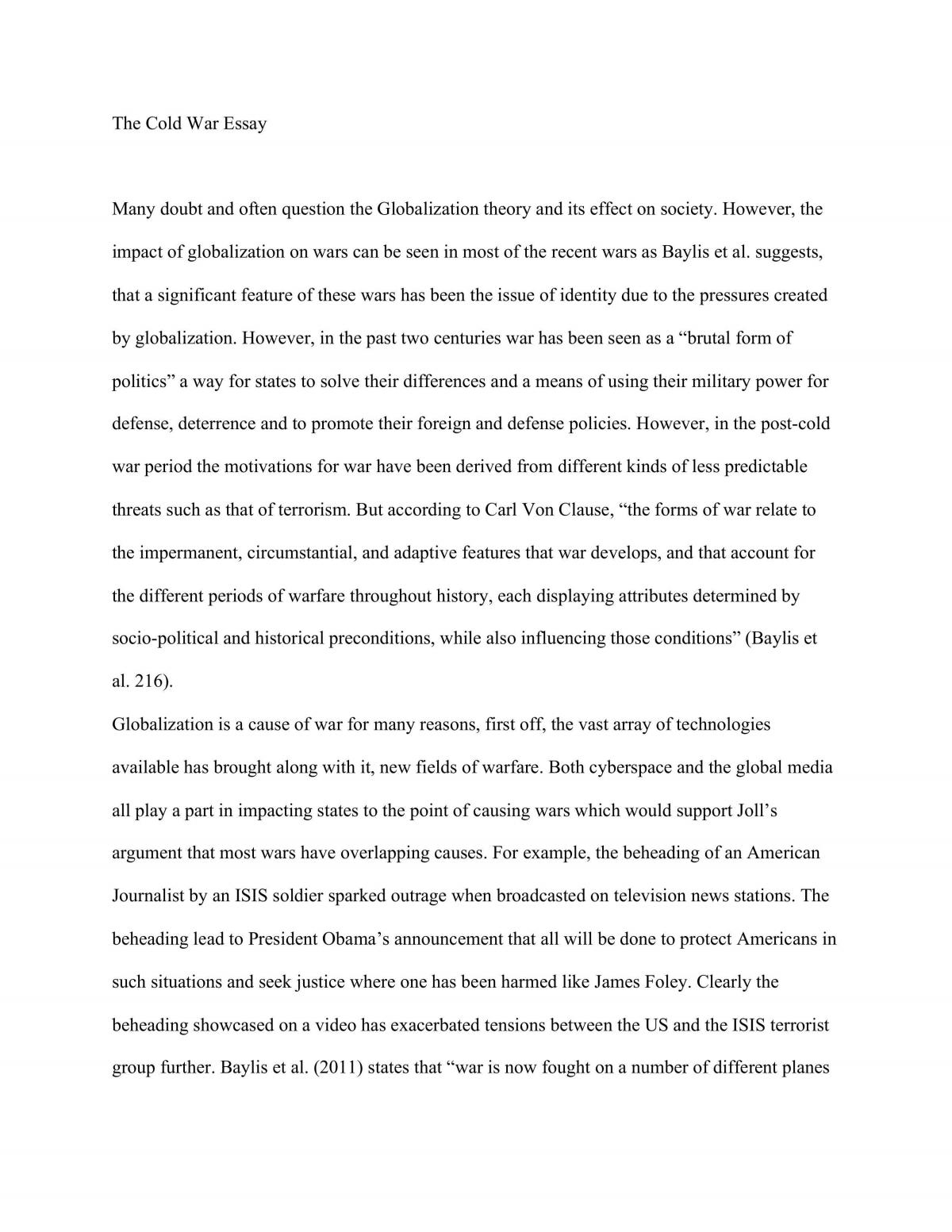 The Cold War Essay - Page 1