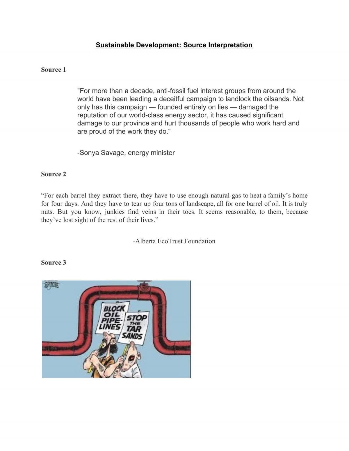 Sustainable Development: Source Interpretation - Page 1