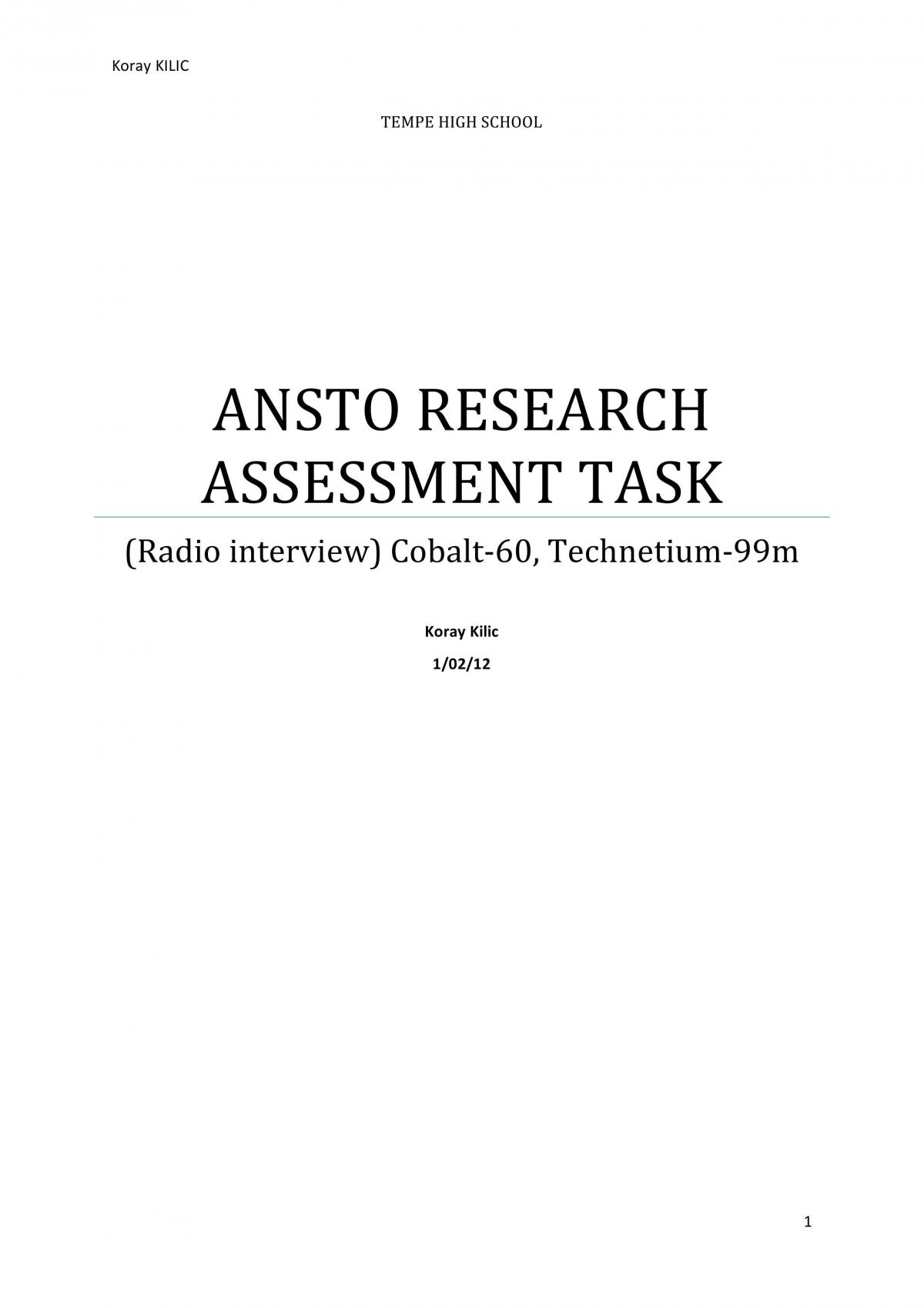 ANSTO Module 1 assignment - Page 1
