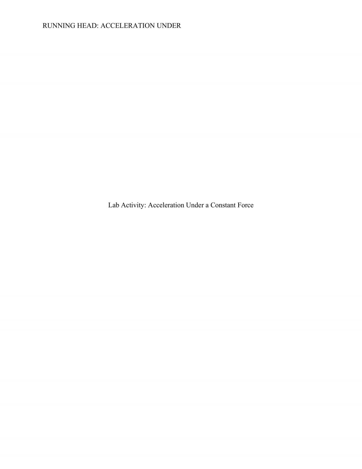 Acceleration Under a Constant Force  - Page 1
