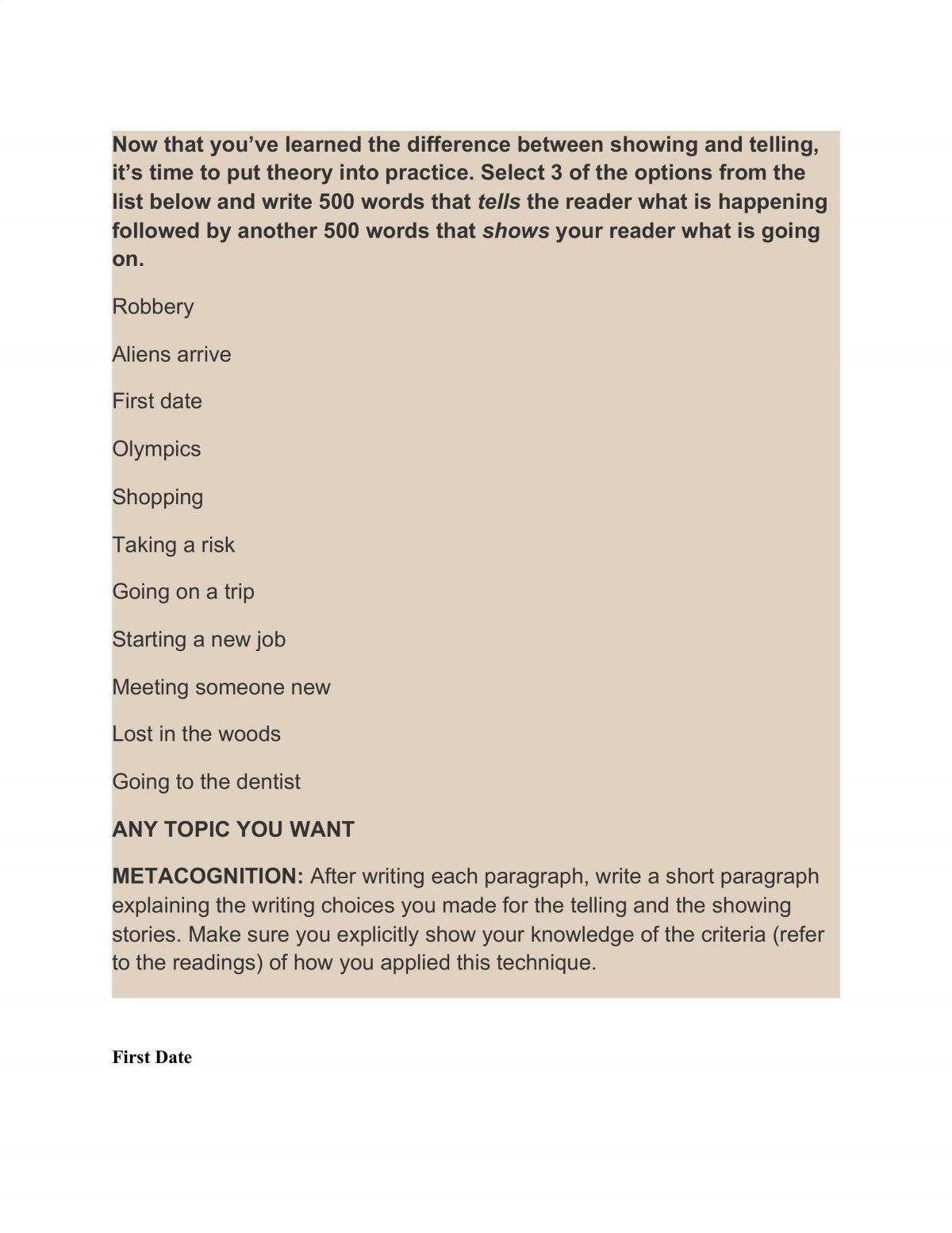 Showing VS Telling - Page 1